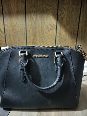 Michael Kors Black Saffiano Leather Dome Satchel